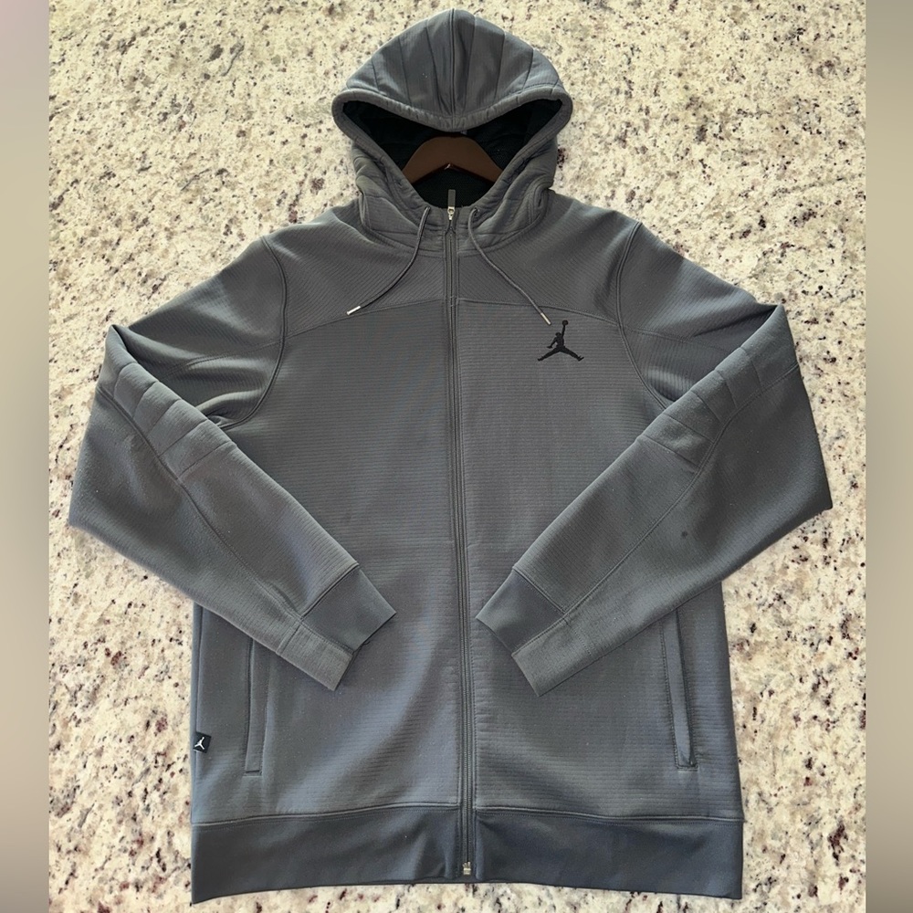 Large Jordan Brand Zip-Up Hoodie.  Gray/Black.